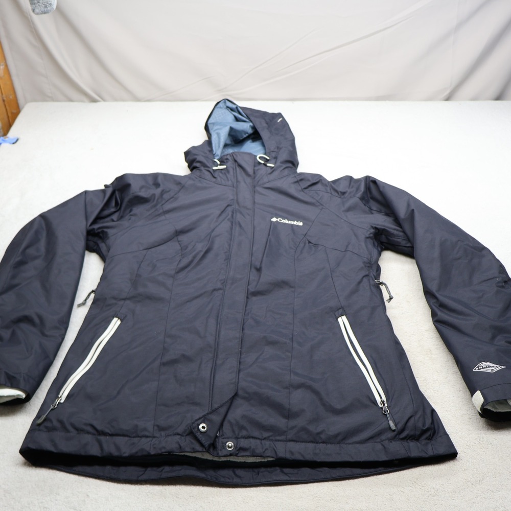 Columbia Jacket Womens Large Blue Waterproof Hooded Pit Zip Removable Liner 3in1